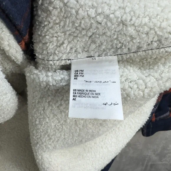 Style &‎ Co Sherpa Lined Flannel Shacket Women's MP Cozy Chic Heavy Blue Plaid - Picture 6 of 10